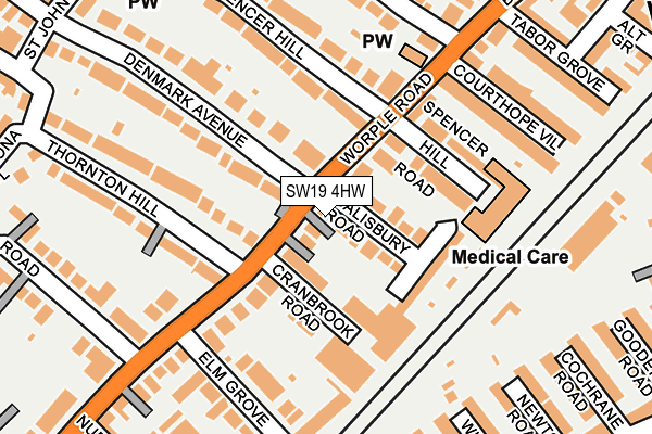 SW19 4HW map - OS OpenMap – Local (Ordnance Survey) SW19 4HW map - OS OpenMap – Local (Ordnance Survey)