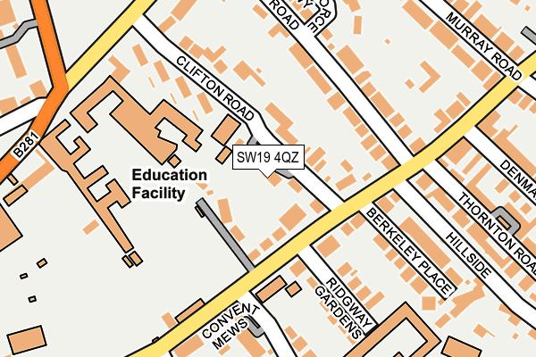 SW19 4QZ map - OS OpenMap – Local (Ordnance Survey) SW19 4QZ map - OS OpenMap – Local (Ordnance Survey)