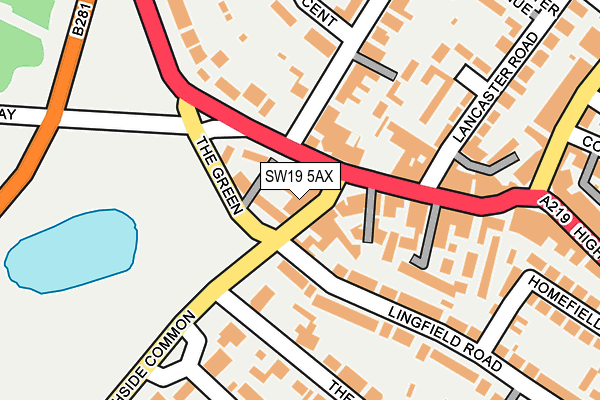 SW19 5AX map - OS OpenMap – Local (Ordnance Survey) SW19 5AX map - OS OpenMap – Local (Ordnance Survey)