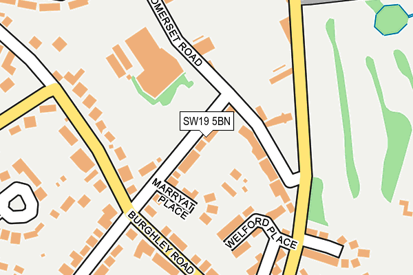 SW19 5BN map - OS OpenMap – Local (Ordnance Survey) SW19 5BN map - OS OpenMap – Local (Ordnance Survey)