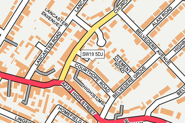 SW19 5DJ map - OS OpenMap – Local (Ordnance Survey) SW19 5DJ map - OS OpenMap – Local (Ordnance Survey)