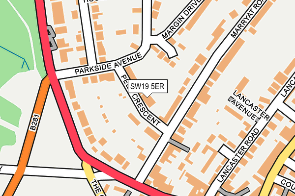 SW19 5ER map - OS OpenMap – Local (Ordnance Survey) SW19 5ER map - OS OpenMap – Local (Ordnance Survey)