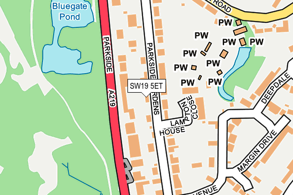 SW19 5ET map - OS OpenMap – Local (Ordnance Survey) SW19 5ET map - OS OpenMap – Local (Ordnance Survey)
