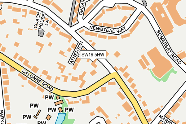SW19 5HW map - OS OpenMap – Local (Ordnance Survey) SW19 5HW map - OS OpenMap – Local (Ordnance Survey)
