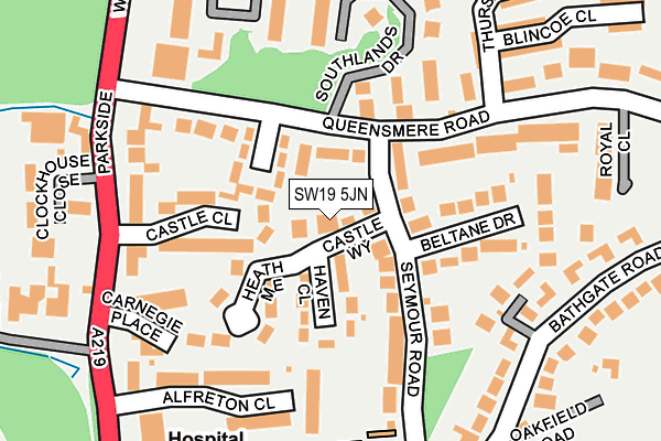 SW19 5JN map - OS OpenMap – Local (Ordnance Survey) SW19 5JN map - OS OpenMap – Local (Ordnance Survey)