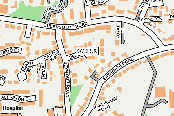 SW19 5JR map - OS OpenMap – Local (Ordnance Survey) SW19 5JR map - OS OpenMap – Local (Ordnance Survey)