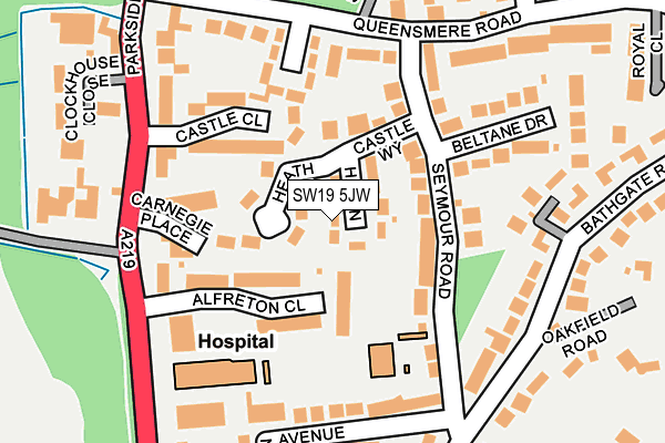 SW19 5JW map - OS OpenMap – Local (Ordnance Survey) SW19 5JW map - OS OpenMap – Local (Ordnance Survey)