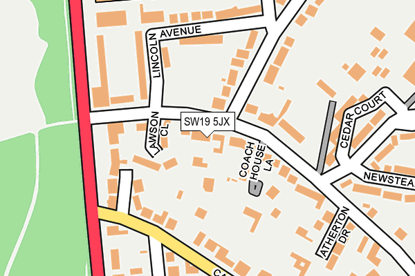 SW19 5JX map - OS OpenMap – Local (Ordnance Survey) SW19 5JX map - OS OpenMap – Local (Ordnance Survey)
