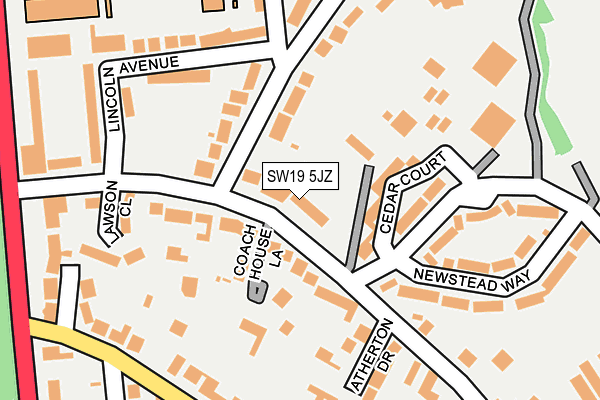 SW19 5JZ map - OS OpenMap – Local (Ordnance Survey) SW19 5JZ map - OS OpenMap – Local (Ordnance Survey)