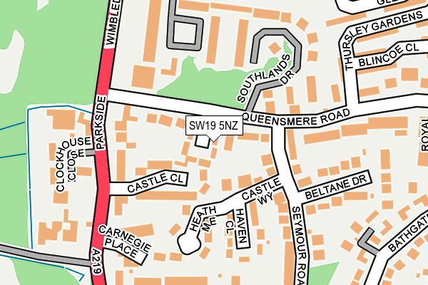 SW19 5NZ map - OS OpenMap – Local (Ordnance Survey) SW19 5NZ map - OS OpenMap – Local (Ordnance Survey)