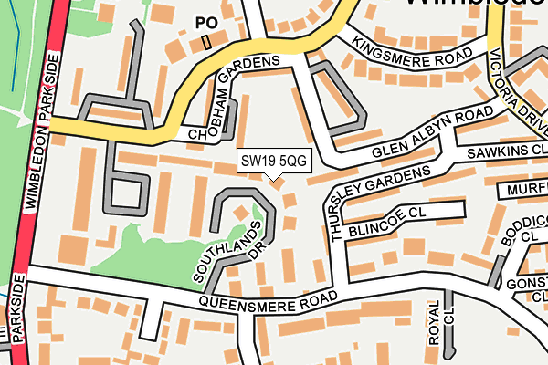 SW19 5QG map - OS OpenMap – Local (Ordnance Survey) SW19 5QG map - OS OpenMap – Local (Ordnance Survey)