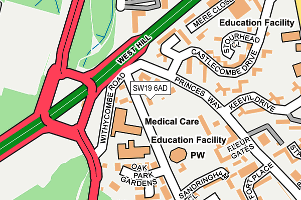 SW19 6AD map - OS OpenMap – Local (Ordnance Survey) SW19 6AD map - OS OpenMap – Local (Ordnance Survey)