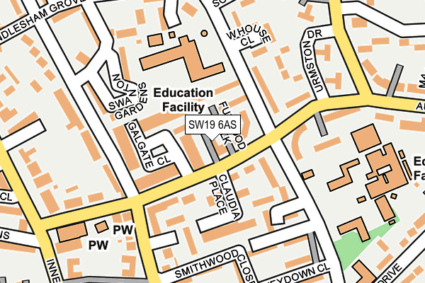 SW19 6AS map - OS OpenMap – Local (Ordnance Survey) SW19 6AS map - OS OpenMap – Local (Ordnance Survey)