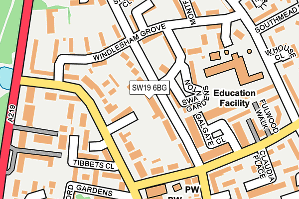 SW19 6BG map - OS OpenMap – Local (Ordnance Survey) SW19 6BG map - OS OpenMap – Local (Ordnance Survey)