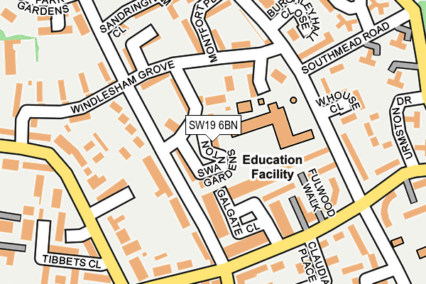 SW19 6BN map - OS OpenMap – Local (Ordnance Survey) SW19 6BN map - OS OpenMap – Local (Ordnance Survey)