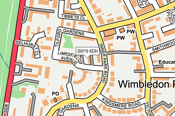 SW19 6DH map - OS OpenMap – Local (Ordnance Survey)