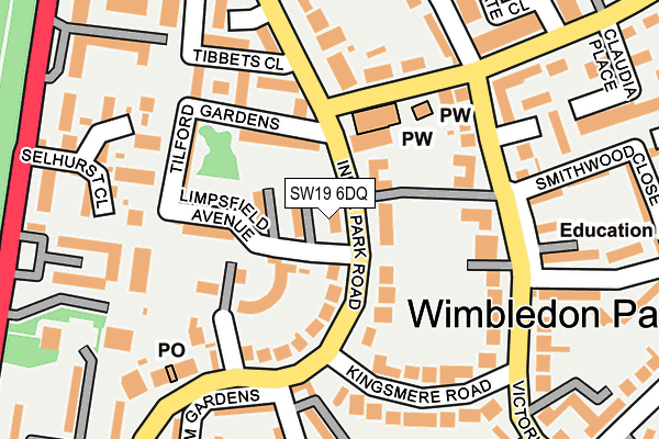 SW19 6DQ map - OS OpenMap – Local (Ordnance Survey)