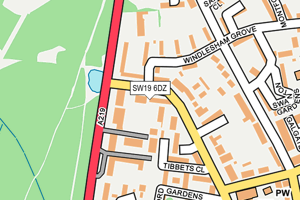 SW19 6DZ map - OS OpenMap – Local (Ordnance Survey) SW19 6DZ map - OS OpenMap – Local (Ordnance Survey)