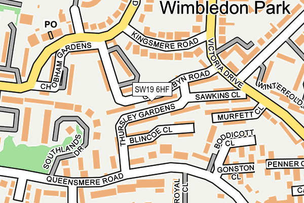 SW19 6HF map - OS OpenMap – Local (Ordnance Survey)