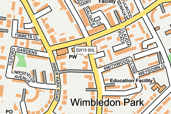 SW19 6HL map - OS OpenMap – Local (Ordnance Survey) SW19 6HL map - OS OpenMap – Local (Ordnance Survey)