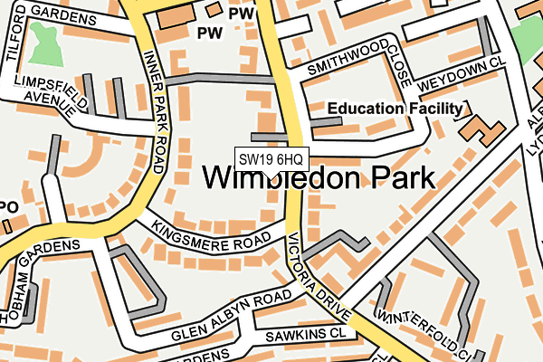 SW19 6HQ map - OS OpenMap – Local (Ordnance Survey) SW19 6HQ map - OS OpenMap – Local (Ordnance Survey)