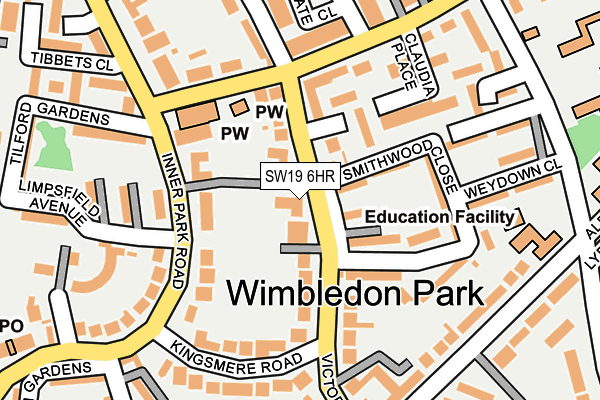 SW19 6HR map - OS OpenMap – Local (Ordnance Survey) SW19 6HR map - OS OpenMap – Local (Ordnance Survey)