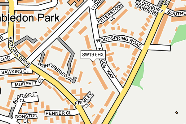 SW19 6HX map - OS OpenMap – Local (Ordnance Survey) SW19 6HX map - OS OpenMap – Local (Ordnance Survey)