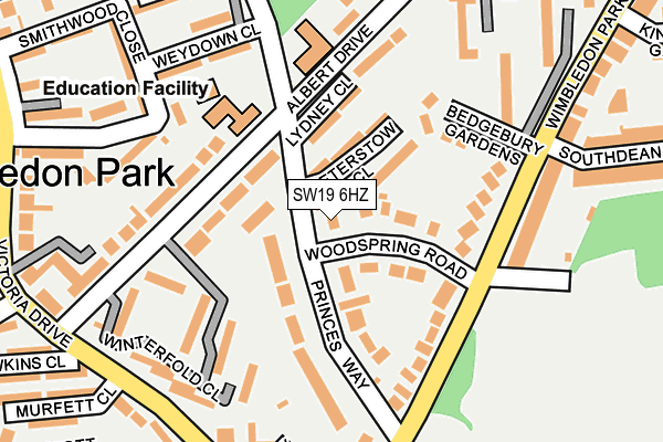 SW19 6HZ map - OS OpenMap – Local (Ordnance Survey) SW19 6HZ map - OS OpenMap – Local (Ordnance Survey)