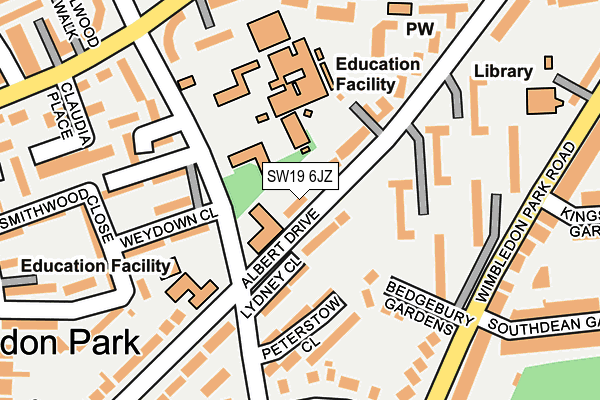 SW19 6JZ map - OS OpenMap – Local (Ordnance Survey) SW19 6JZ map - OS OpenMap – Local (Ordnance Survey)