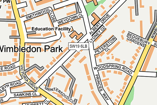SW19 6LB map - OS OpenMap – Local (Ordnance Survey) SW19 6LB map - OS OpenMap – Local (Ordnance Survey)