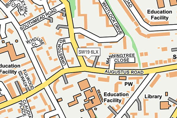 SW19 6LX map - OS OpenMap – Local (Ordnance Survey)