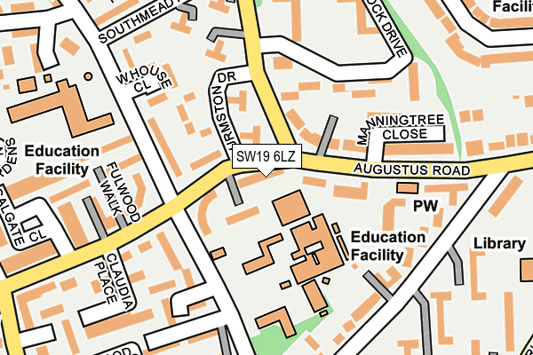 SW19 6LZ map - OS OpenMap – Local (Ordnance Survey) SW19 6LZ map - OS OpenMap – Local (Ordnance Survey)