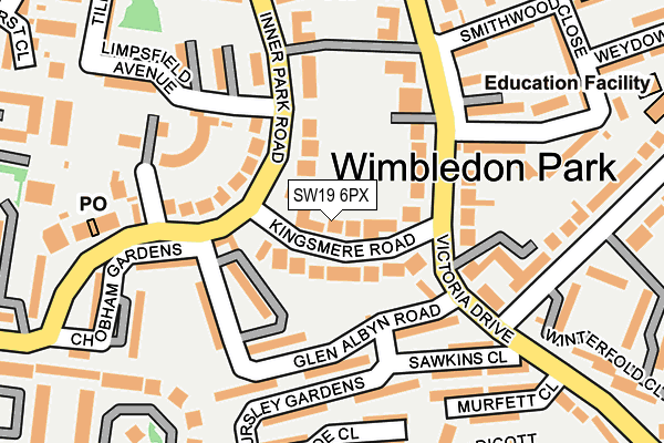 SW19 6PX map - OS OpenMap – Local (Ordnance Survey) SW19 6PX map - OS OpenMap – Local (Ordnance Survey)