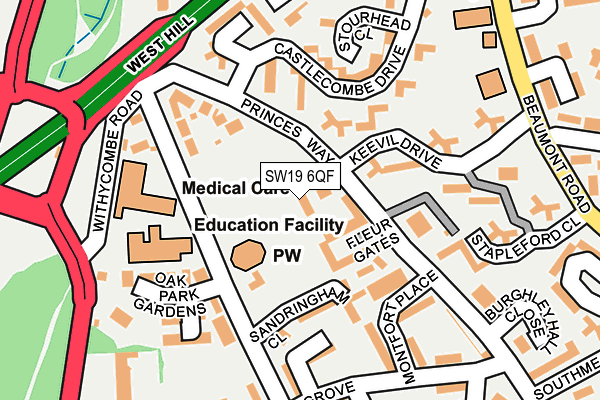 SW19 6QF map - OS OpenMap – Local (Ordnance Survey) SW19 6QF map - OS OpenMap – Local (Ordnance Survey)
