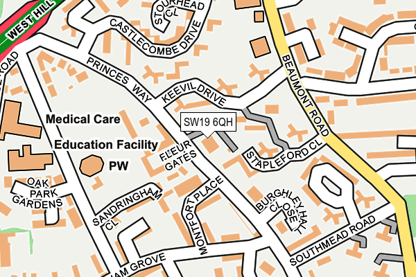 SW19 6QH map - OS OpenMap – Local (Ordnance Survey) SW19 6QH map - OS OpenMap – Local (Ordnance Survey)
