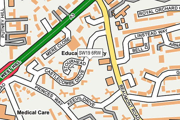 SW19 6RW map - OS OpenMap – Local (Ordnance Survey) SW19 6RW map - OS OpenMap – Local (Ordnance Survey)