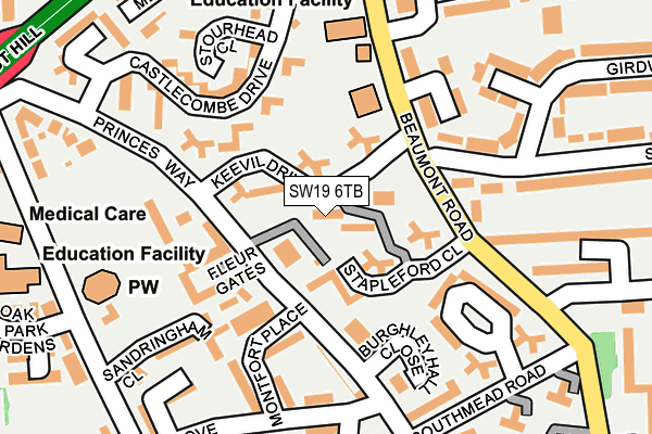 SW19 6TB map - OS OpenMap – Local (Ordnance Survey) SW19 6TB map - OS OpenMap – Local (Ordnance Survey)