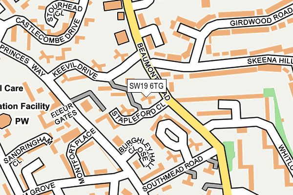 SW19 6TG map - OS OpenMap – Local (Ordnance Survey) SW19 6TG map - OS OpenMap – Local (Ordnance Survey)