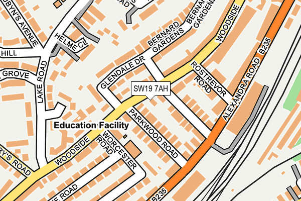 SW19 7AH map - OS OpenMap – Local (Ordnance Survey) SW19 7AH map - OS OpenMap – Local (Ordnance Survey)
