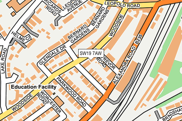 SW19 7AW map - OS OpenMap – Local (Ordnance Survey) SW19 7AW map - OS OpenMap – Local (Ordnance Survey)
