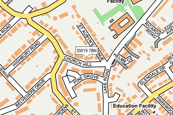 SW19 7BN map - OS OpenMap – Local (Ordnance Survey) SW19 7BN map - OS OpenMap – Local (Ordnance Survey)