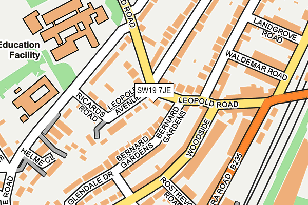 SW19 7JE map - OS OpenMap – Local (Ordnance Survey) SW19 7JE map - OS OpenMap – Local (Ordnance Survey)