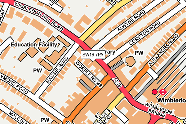 SW19 7PA map - OS OpenMap – Local (Ordnance Survey)