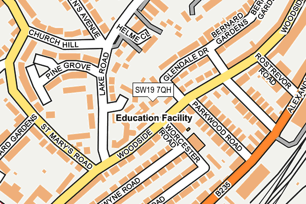 SW19 7QH map - OS OpenMap – Local (Ordnance Survey) SW19 7QH map - OS OpenMap – Local (Ordnance Survey)