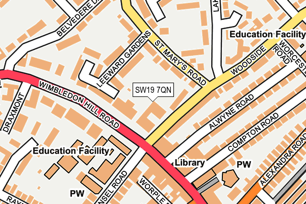 SW19 7QN map - OS OpenMap – Local (Ordnance Survey) SW19 7QN map - OS OpenMap – Local (Ordnance Survey)