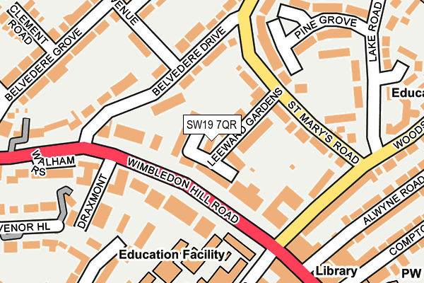 SW19 7QR map - OS OpenMap – Local (Ordnance Survey) SW19 7QR map - OS OpenMap – Local (Ordnance Survey)