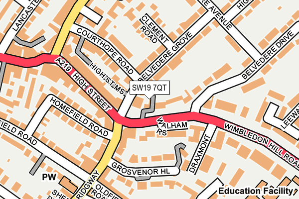 SW19 7QT map - OS OpenMap – Local (Ordnance Survey) SW19 7QT map - OS OpenMap – Local (Ordnance Survey)