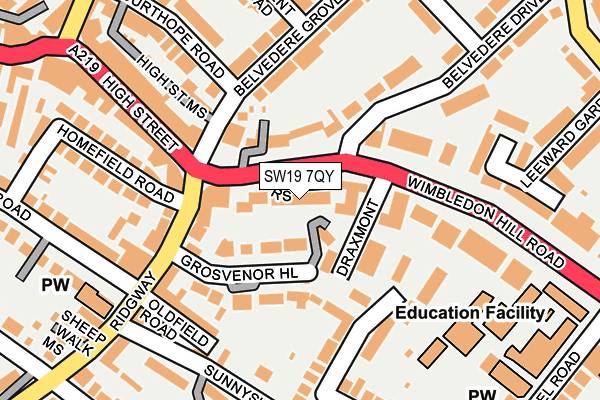 SW19 7QY map - OS OpenMap – Local (Ordnance Survey)