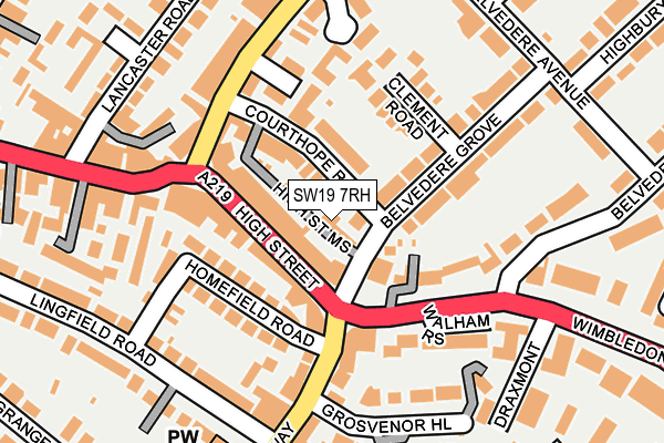 SW19 7RH map - OS OpenMap – Local (Ordnance Survey) SW19 7RH map - OS OpenMap – Local (Ordnance Survey)
