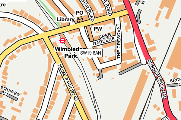 SW19 8AN map - OS OpenMap – Local (Ordnance Survey) SW19 8AN map - OS OpenMap – Local (Ordnance Survey)
